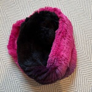 Lafayette 148 New York Pink and Black Fur Scarf